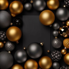 A christmas background made of black and gold with black as the primary color