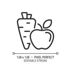 2D pixel perfect editable black healthy diet icon, isolated vector, thin line illustration representing allergen free.
