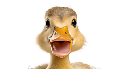 close up of a duck isolated on transparent background cutout