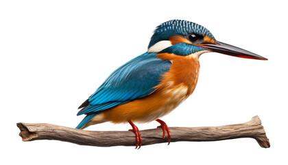 kingfisher on a branch isolated on transparent background cutout