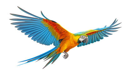 Fototapeta premium blue and yellow macaw isolated on transparent background cutout