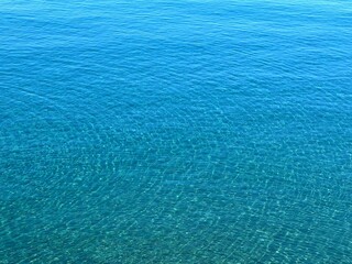 Blue water sea surface, blue ocean background, aqua waves