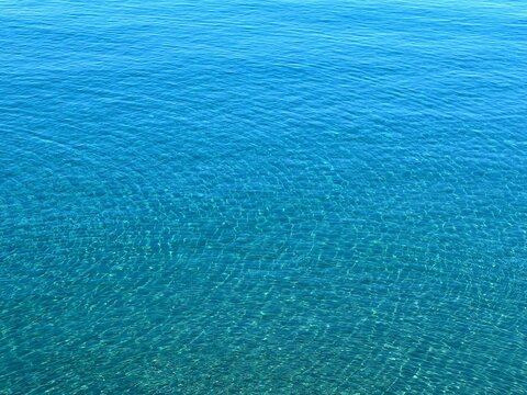 Blue water sea surface, blue ocean background, aqua waves