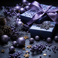 A christmas background made of violet with black as the primary color