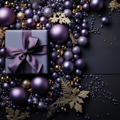 Fototapeta na wymiar A christmas background made of violet with black as the primary color