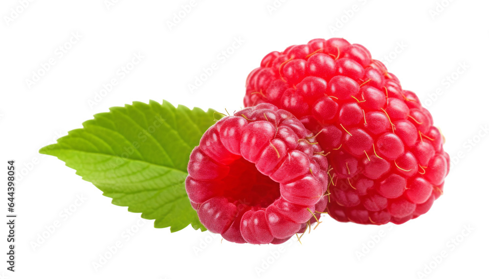Poster raspberry isolated on transparent background cutout