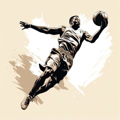 Fototapeta premium Abstract basketball player with ball from splash of watercolors. illustration of paints.