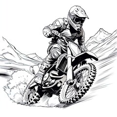 illustration of a motorcycle racer riding motocross