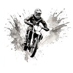 illustration of a motorcycle racer riding motocross