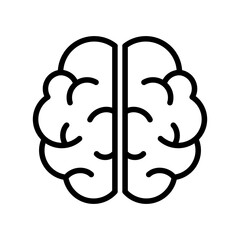Brain top view line icon. Two hemispheres of the brain. Left and right side of cortex. Cerebrum outline symbol. Human mind sign. Creative thinking concept. Mental health issues. Vector illustration. 