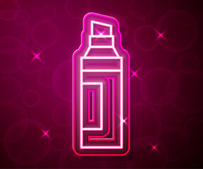 Glowing neon line Marker pen icon isolated on red background. Vector