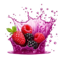 Splash of berry juice, isolated transparent, Generative AI