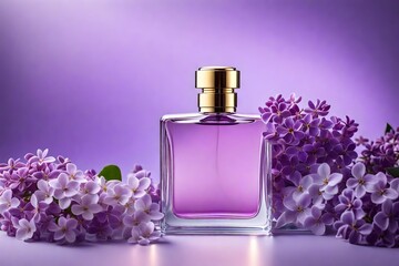 perfume bottle and flower background