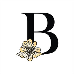 B botanical letter. floral letters. beautiful flower alphabets