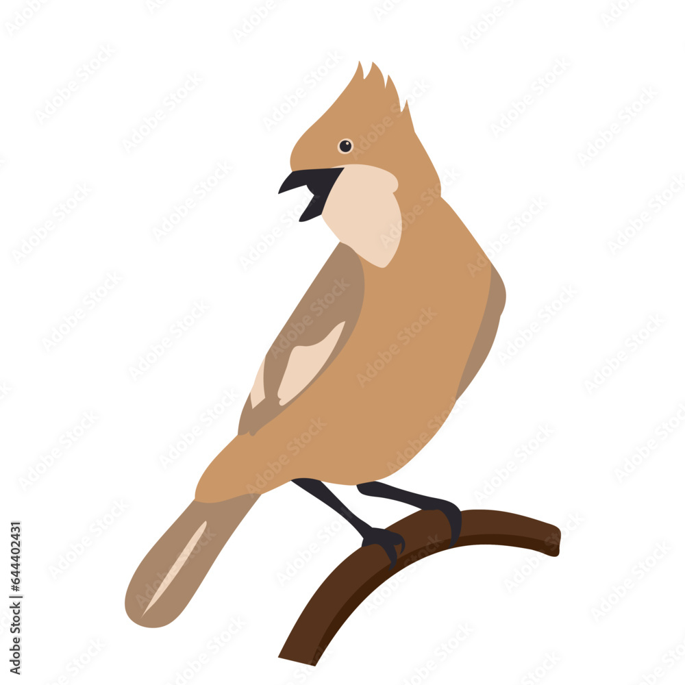 Wall mural bird on branch in flat style on white background vector