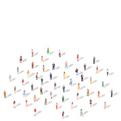 crowd of people, top view on white background vector