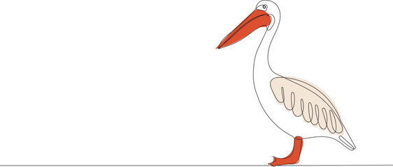 pelican flying continuous line drawing vector