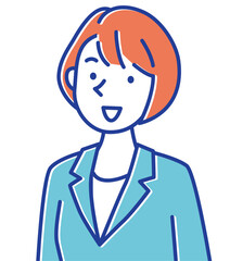 正面を向いているシンプルなビジネスマン女性のイラスト