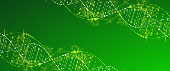 Science template, wallpaper or banner with a DNA molecules.