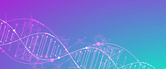 Science template, wallpaper or banner with a DNA molecules.