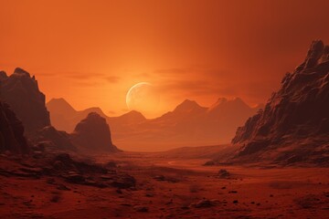 martian landscape with red rocks