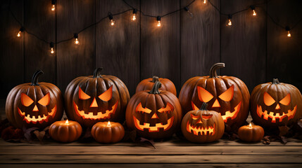 Pumpkin family preparing to scare on halloween night