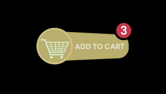 Add to Cart Button for web and apps, Shopping Cart icon with unseen 3 notification. k1_1023