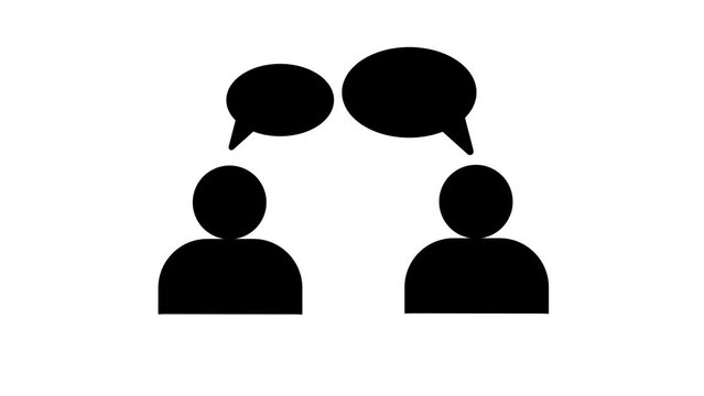 Discussion symbol. People speaking icon. Two people talking animation background. k1_1004
