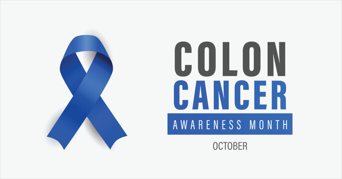 Colon cancer awareness month ribbon banner. Observed in October.