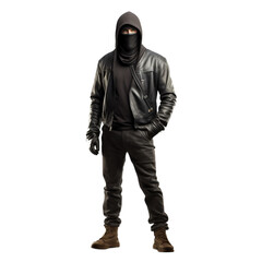 Officer in mask. The figure of a masked man on a white transparent background. PNG file