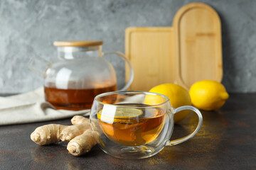 Cold treatment, healthcare concept - tea with ginger