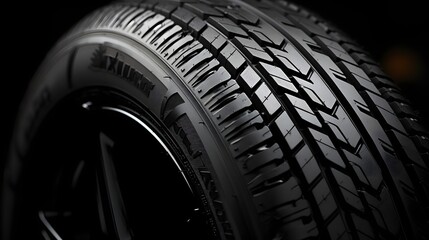 Car tire isolated on black background, Modern high-performance sport summer tyre isolated on a...