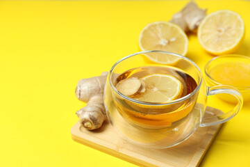 Cold treatment, healthcare concept - tea with ginger