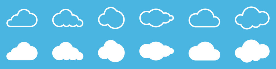 Cloud. White Clouds collection. Vector Clouds in different modern design. Cloud vector icon. Vector illustration