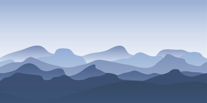 Dark Blue Mountain Landscape Background Vector Illustration