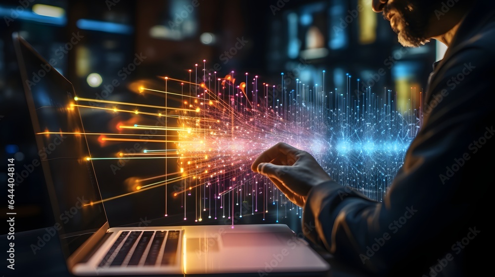Wall mural data science and big data technology. scientist computing, analysing and visualizing complex data se