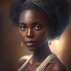 portrait of African American girl, makeup and fashion - AI Generative