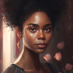 portrait of beautiful African american woman - AI Generative