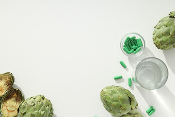 Products for healthcare, healthcare concept - artichoke medicine