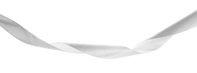 White ribbon curly isolated on white, clipping path