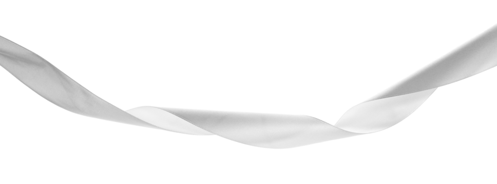 White ribbon curly isolated on white, clipping path