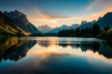 Papier Peint photo Lavable Alpes sunrise over the lake