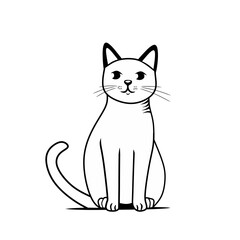 White cat illustration clipart design on white background