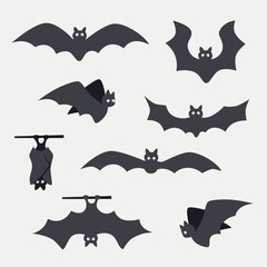 Set of Halloween black bats. Halloween concept.