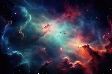 Obraz premium Landscape, colorful and chaotic nebulae.