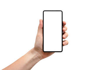 Man hand holding smartphone, mockup