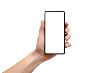 Man hand holding smartphone, mockup