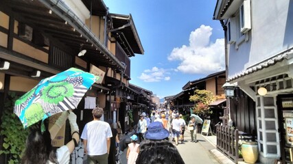 There are traditional Japanese buildings here. Takayama City, Gifu Prefecture.