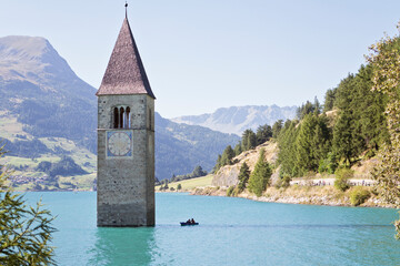 Church under water. Drowned village