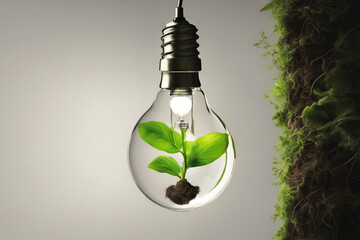 a bulb with a plant inside